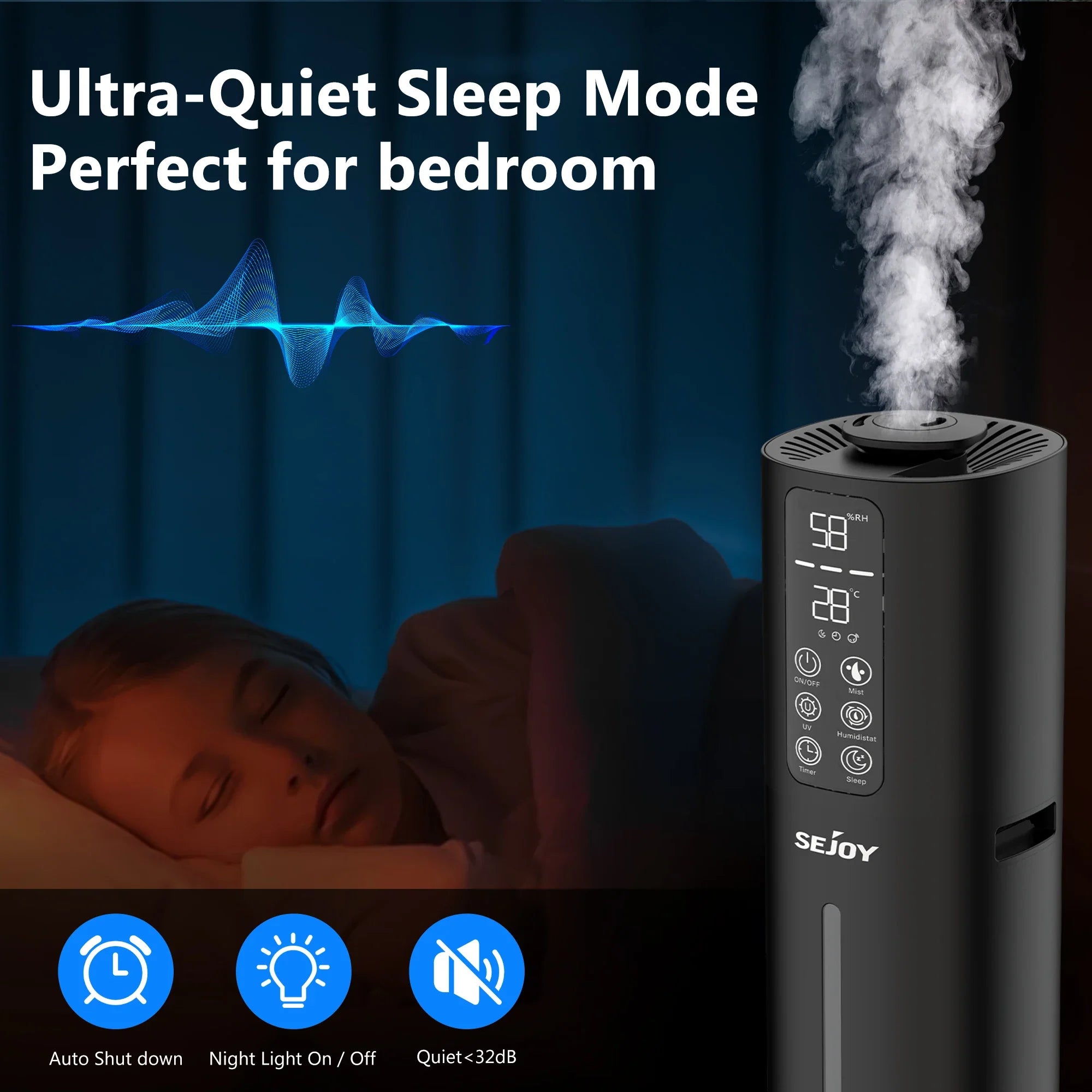 Sejoy Humidifier Large Room for Home 2.1Gal/8L 110v /220v Cool Mist Humidifiers for Bedroom with Essential Oil Diffuser