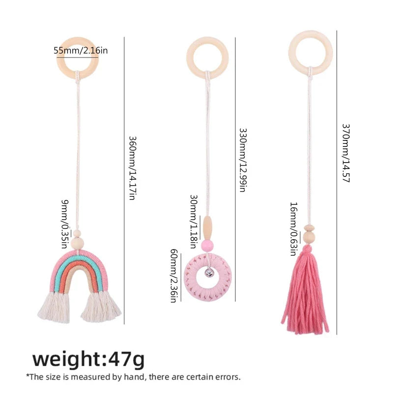 BPA Free Wooden Baby Gym Toys Baby Stroller Hanging Pendants Newborn Play Activity Gym Frame Hanging Rattle Toys Teething Ring