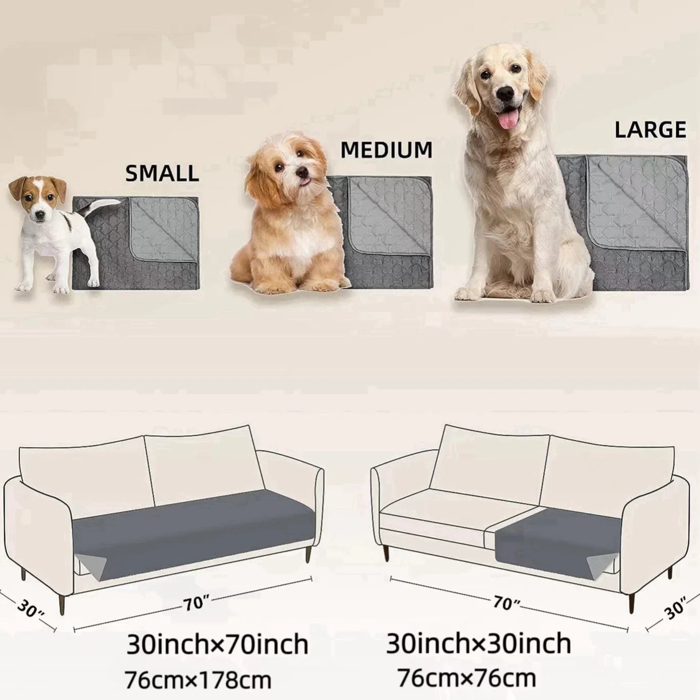 Extra Large Double-Faced 100% Waterproof Dog Bed Cover Pet Blanket Sofa Couch Furniture Protector for Dogs Cats,Reversible