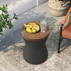 Outdoor Accent Table 11" Hourglass Shaped Outdoor Side Table for Patio Concrete Garden Stool End Table Set of 2