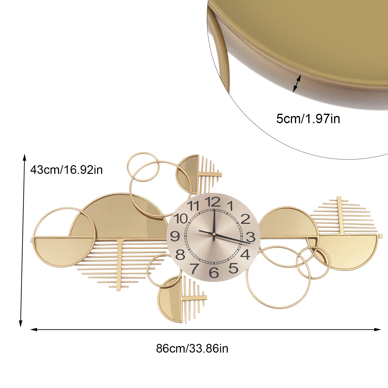 Large Golden Modern Minimalist Metal Wall Clock Family Living Room Decoration Pendant Creative Light Luxury Wall Watch Silent