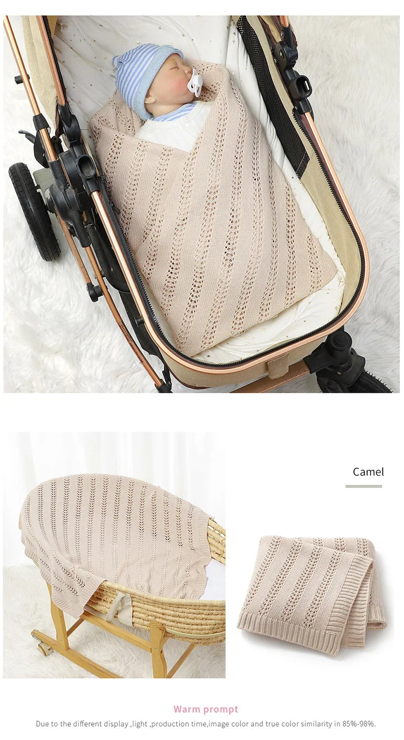 Newborn Baby Blanket Cotton Knit Infant Girl Boy Bedding Quilt 90*70CM Fashion Solid Toddler Stroller Swaddling Super Soft Plaid