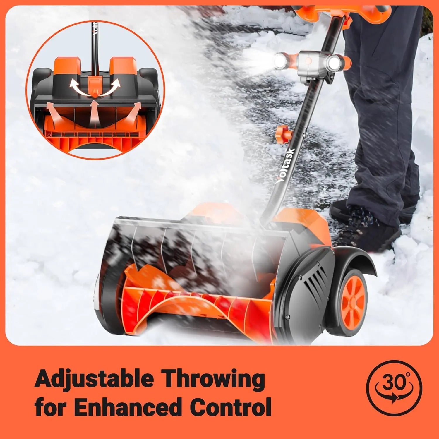 Cordless Snow Shovel with Wheels, 48V | 16-Inch | 4-Ah Brushless Cordless Snow Blower, Battery Snow Blower with Directional Plat