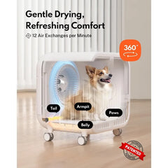 HomeRunPet Drybo Ultra Pet Dryer Box - Ultra Quiet, Smart Temperature Control, 360° Efficient, 4 Locking Swivel Casters for Dogs