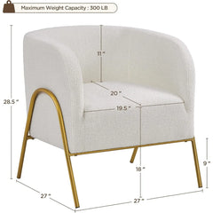 Accent Chair Set of 2, Armchair Set, Side Chairs for Living Room, Boucle Fabric Vanity Chairs with Gold Legs for Bedroom