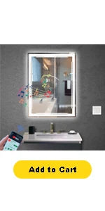 24x32 Lighted Bathroom Mirror with Bluetooth Speaker - Smart LED Makeup Wall Mounted Mirrors - 3 Lights Setting Anti-Fog