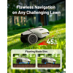 YUKA 1500 Robot Lawn Mower, 3D Vision Positioning & RTK Fusion Mapping System for 0.37 Acres Lawn 45% Slope Cut Height 1.2"-4.0"