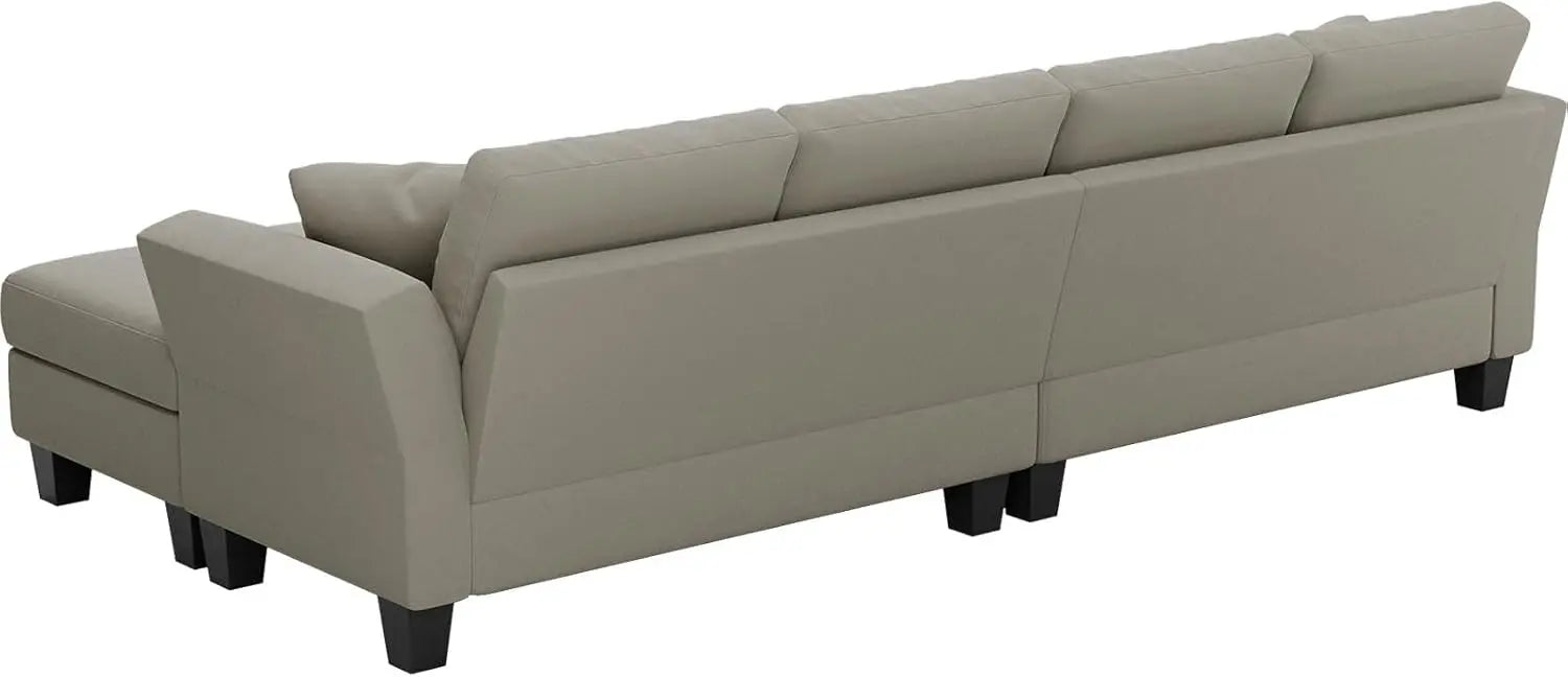 Convertible Sectional Couch Velvet L Shaped Sofa 4 Seat Sofa with Chaise L-Shaped Couches Reversible Sectional Sofa