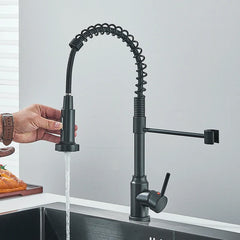 Pull Down Kitchen Faucet Sing Handle Hot Cold Water Mixer Tap 360° Swivel Dual Function Nozzle Kitchen Sink Tap Crane