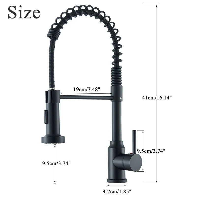 Pull Down Kitchen Faucet Sing Handle Hot Cold Water Mixer Tap 360° Swivel Dual Function Nozzle Kitchen Sink Tap Crane