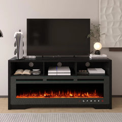 55" Fireplace TV Stand with 50" Glass Electric Fireplace,Entertainment Center with Power Outlets for 65+ inch TV