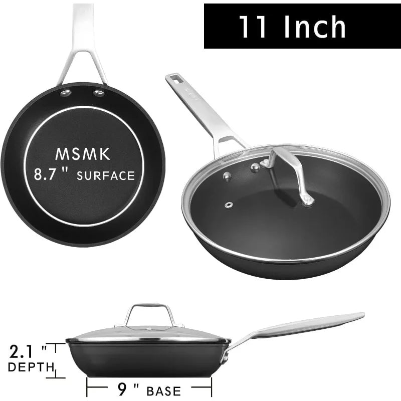 10-Piece Pots and Pans Set non stick, Cookware Sets for building a starter kitchen or refreshing, Even Heating, Easy Clean-Up,