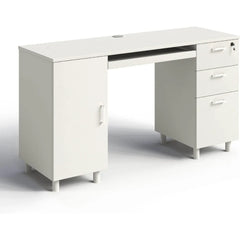 Venice Computer Desk - Office Desk with 3 Drawers & CPU Storage Cabinet - Laptop Workstation with Keyboard Tray & Cable Hole