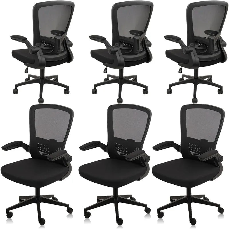 Desk Chairs with Wheels, Ergonomic Mesh Office Chair Adjustable Height and Swivel Lumbar Support  Chair with Flip Up Armrests