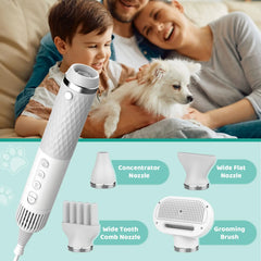 Dog Hair Dryer 5 in 1 Portable Handheld Dog Hair Dryer Smart Temperature Adjustment Grooming Brush Travel Home Pet Hair Dryer