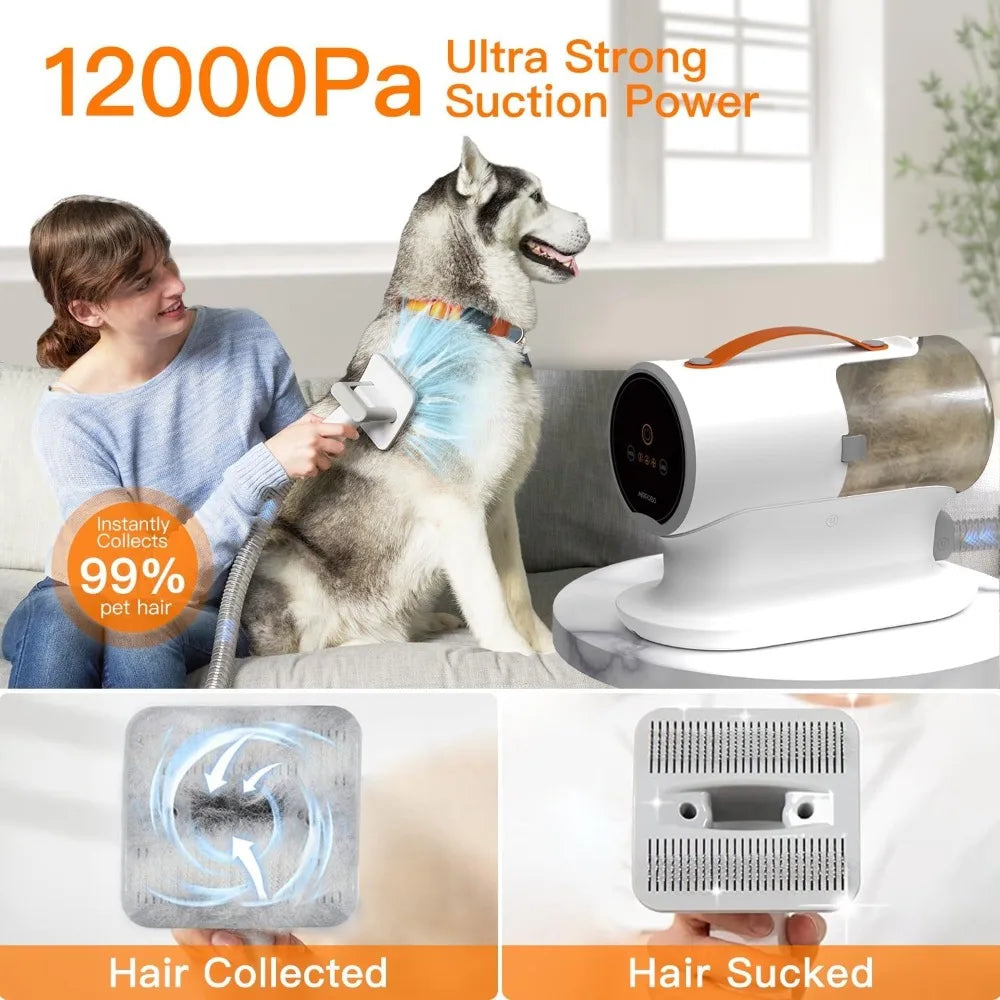 Dog Grooming Vacuum, Dog Grooming Kit,12000Pa Strong Pet Grooming Vacuum for Dogs, 2L Large Capacity Dog Vacuum for Shedding