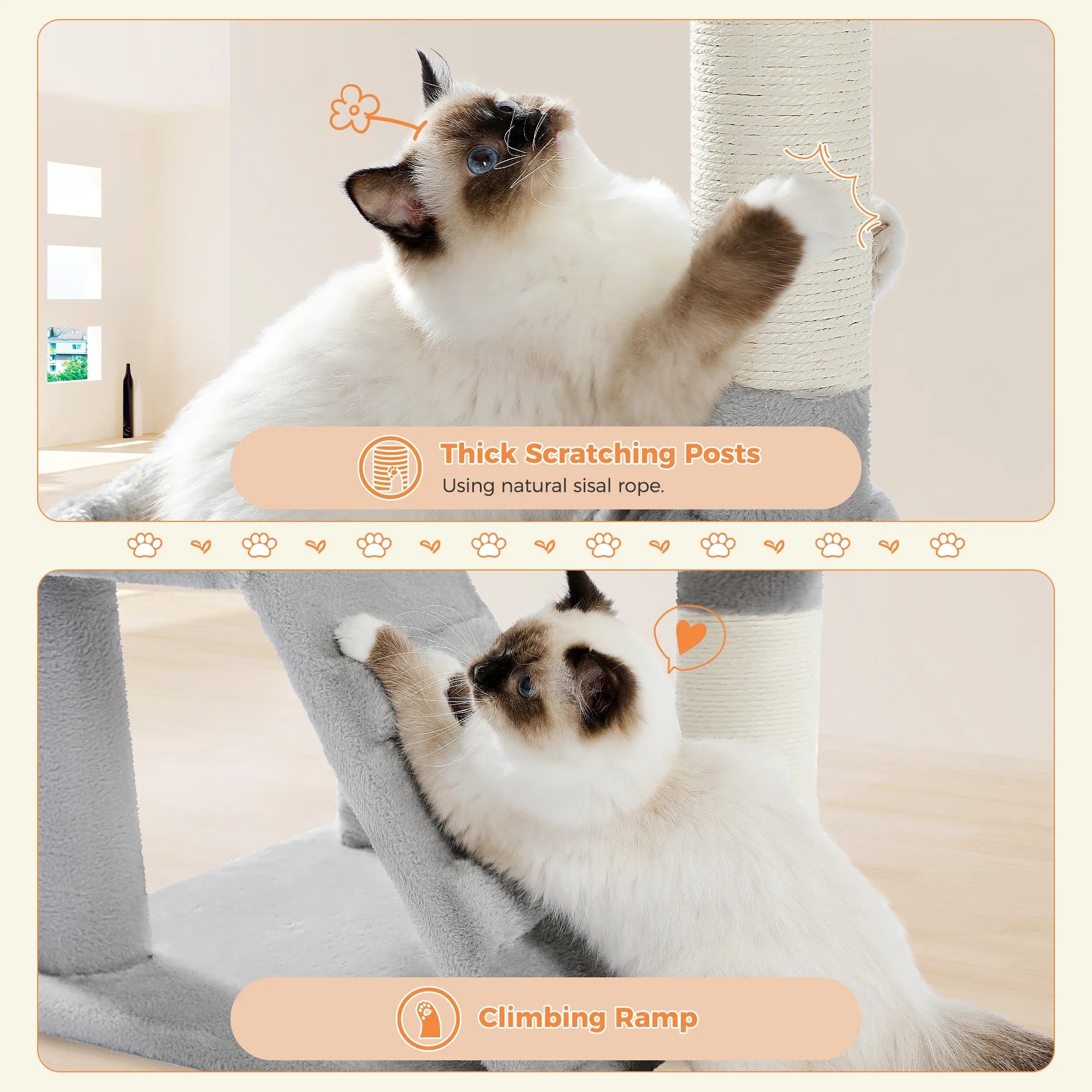 Multi-Level Cat Tree with Condo Scratching Posts Large Cat Tower with Hammock Cat Accessories Kitty Cat Toys Cat Pet Supplies