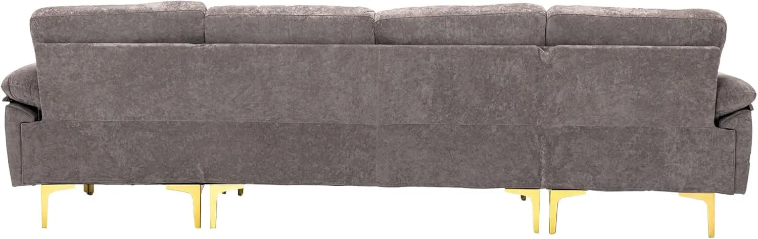 U-Shaped Sectional Sofa Couch, 4 Seat Sofa Set for Living Room, Convertible L-Shaped Velvet Couch Set with Chaise Lounge