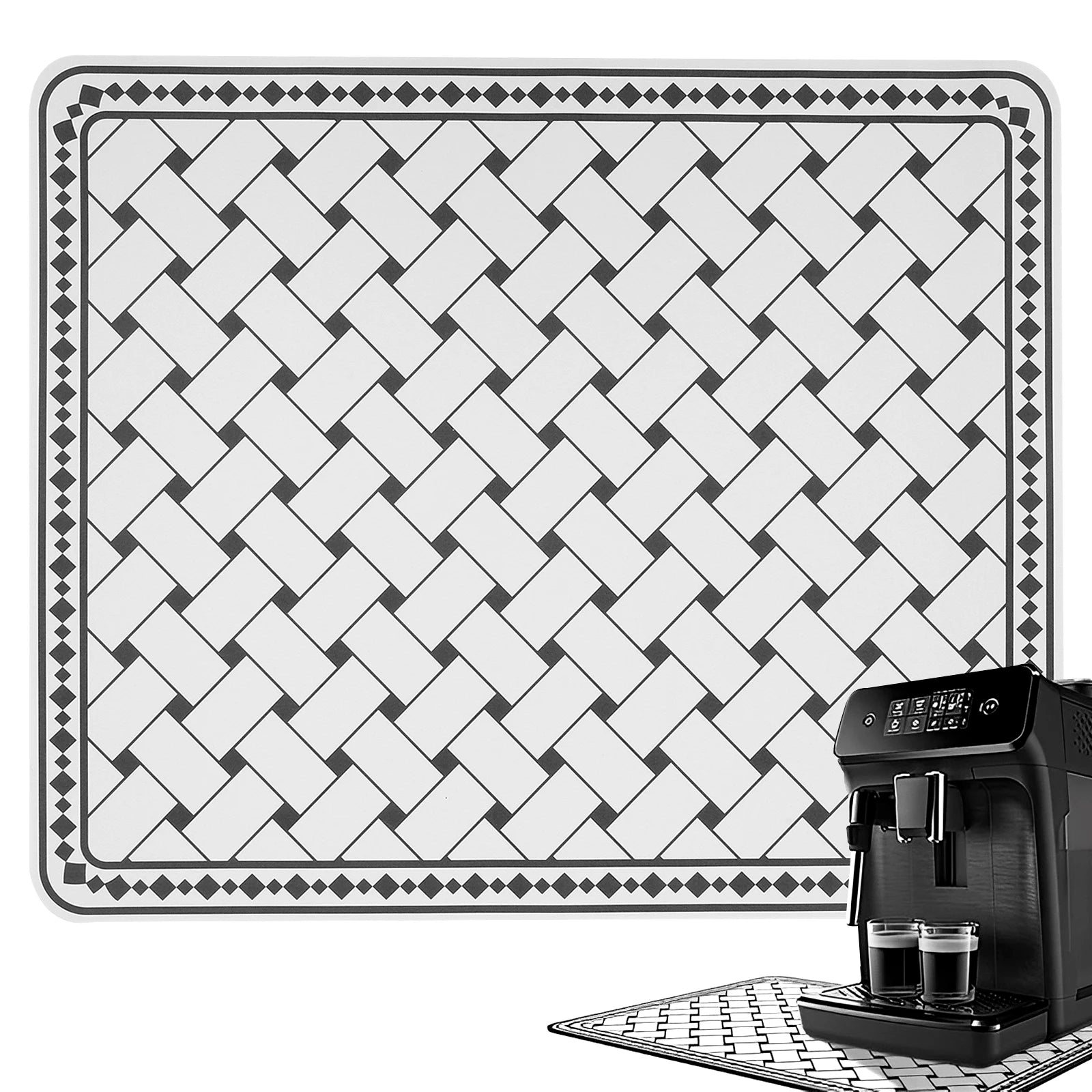 New Coffee Mat 3 Layer Quick Absorbent Dish Drying Mat Non-slip Coffee Machine Mat Fast Drying Pad Placemat Bar Kitchen Gadgets