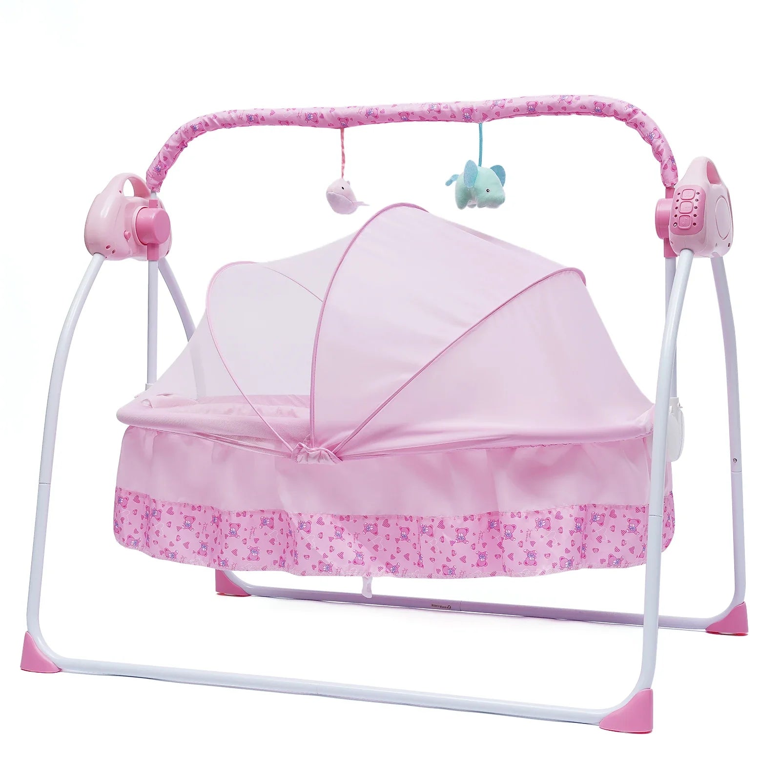 Electric Baby Cradle Auto Swing Rocker Cot Infant Sleeping Bed Swing Crib Kit Timer+Bluetooth Music+Mat+Pillow 5Gears Adjustable