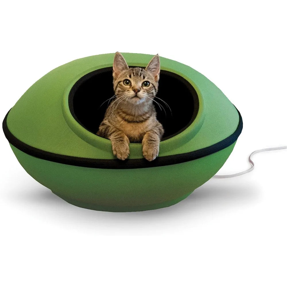 K&H Pet Products Thermo-Kitty Mod Dream Pod Heated Cat Bed for Large Cats, Indoor Heated Cat Cave, Thermal Cat Mat Hideaway for