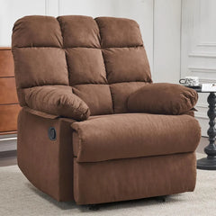 Rocker Recliner Chair, Overstuffed Large Manual Rocking Recliner, Upholstered Soft Fabric Living Room Reclining Sofa Chair