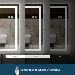 30x36 Inch LED Bathroom Mirror - Anti-Fog, Bathroom Mirror with LED Lights - 3 Color