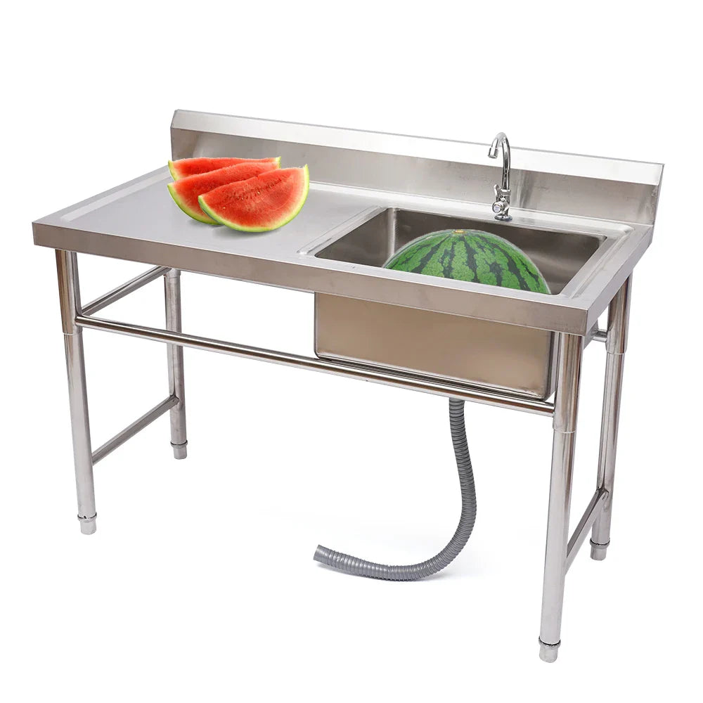 2 Compartment Stainless Steel Commercial Kitchen Sink Restaurant Utility Sink Dish Washing Disinfection Pool with Standing Rack