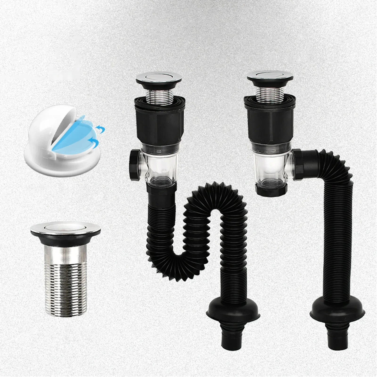 Kitchen Sink Drain Pipe Easy to Install Sink Drain Assembly Universal Washbasin Sink Strainer Drain Filter Sink Sewer Pipe Tube