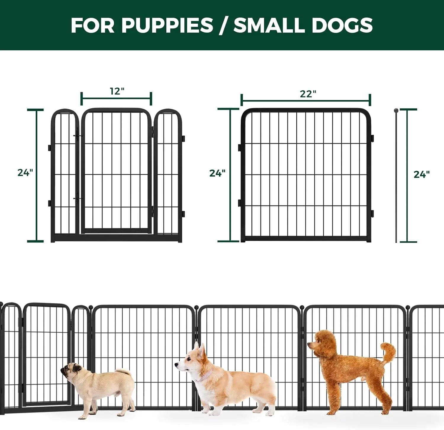 Dog Playpen Designed for Indoor Use, 40" Height for Large Dogs, Black Patented, Heavy Duty Metal Portable Dog Pens Fences