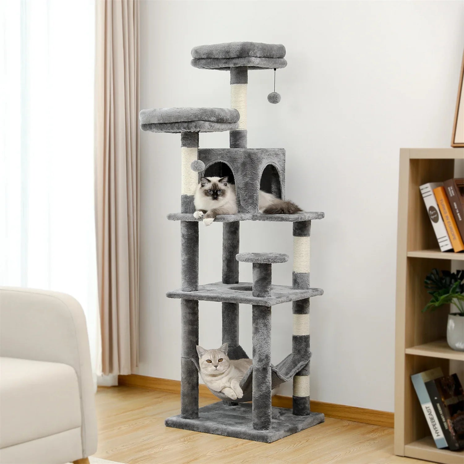 Multi-Level Cat Tree with Condo Scratching Posts Large Cat Tower with Hammock Cat Accessories Kitty Cat Toys Cat Pet Supplies