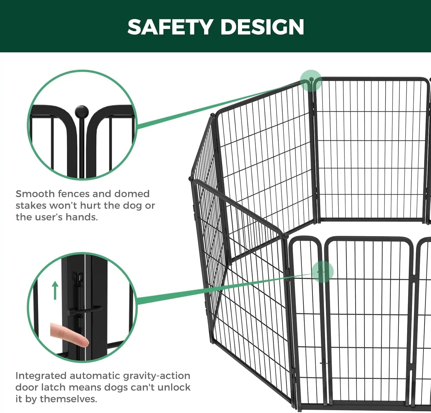 Dog Playpen Designed for Indoor Use, 40" Height for Large Dogs, Black Patented, Heavy Duty Metal Portable Dog Pens Fences