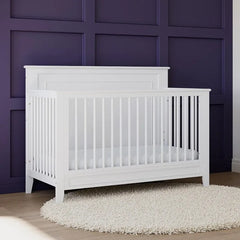 Solstice 5-In-1 Convertible Crib (White) – GREENGUARD Gold Certified, Converts to Toddler Bed and Full-Size Bed