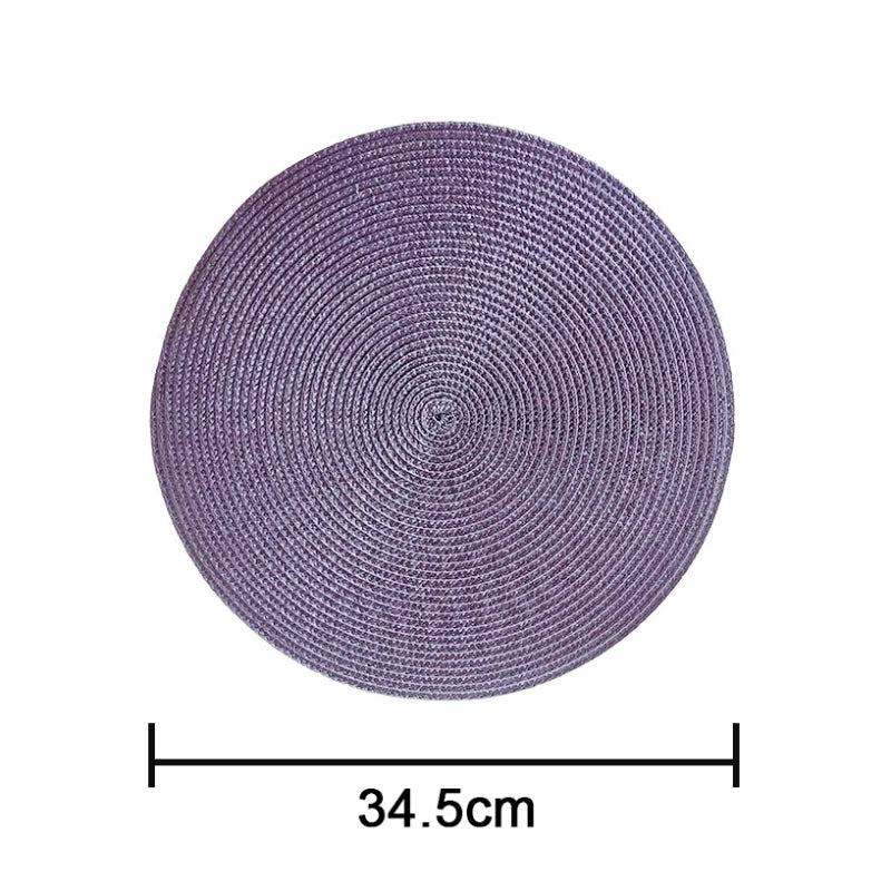 6PCS Round Placemats For Dining Table Coaster Heat-Resistant Placemats Stain Resistant Anti-Skid Washable Cotton Woven Tableware