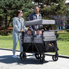 4 Seater Stroller Wagon by - Premium Quad Stroller Wagon for 4 Kids with Convertible Seats