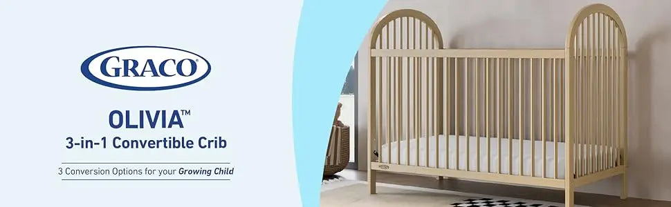 3-in-1 Convertible Crib (Driftwood) – GREENGUARD Gold Certified, Converts to Daybed and Toddler Bed, Fits Standard Full-Size Cri