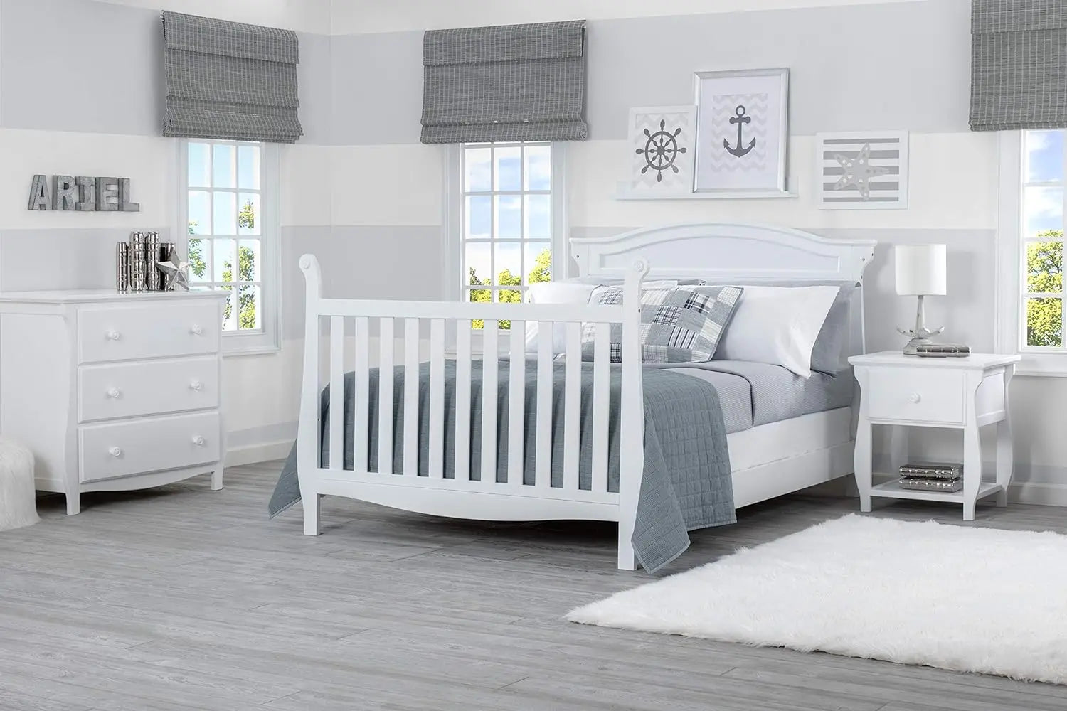 Children Lancaster 4-in-1 Convertible Baby Crib, Bianca White