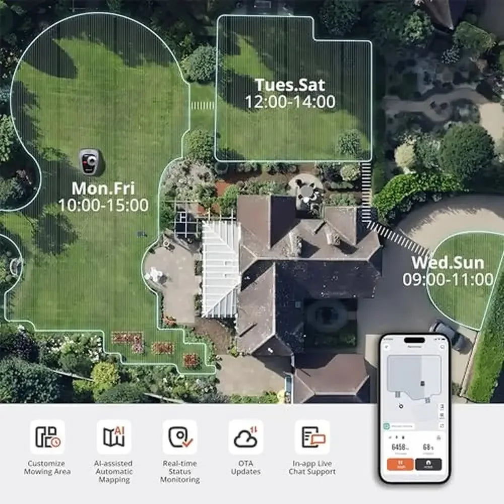 RTK Vision Robot Lawn Mower Perimeter Wire Free Navimow i105N RTK Vision Robotic Lawnmower AI-Assisted Mapping Virtual Obstacle