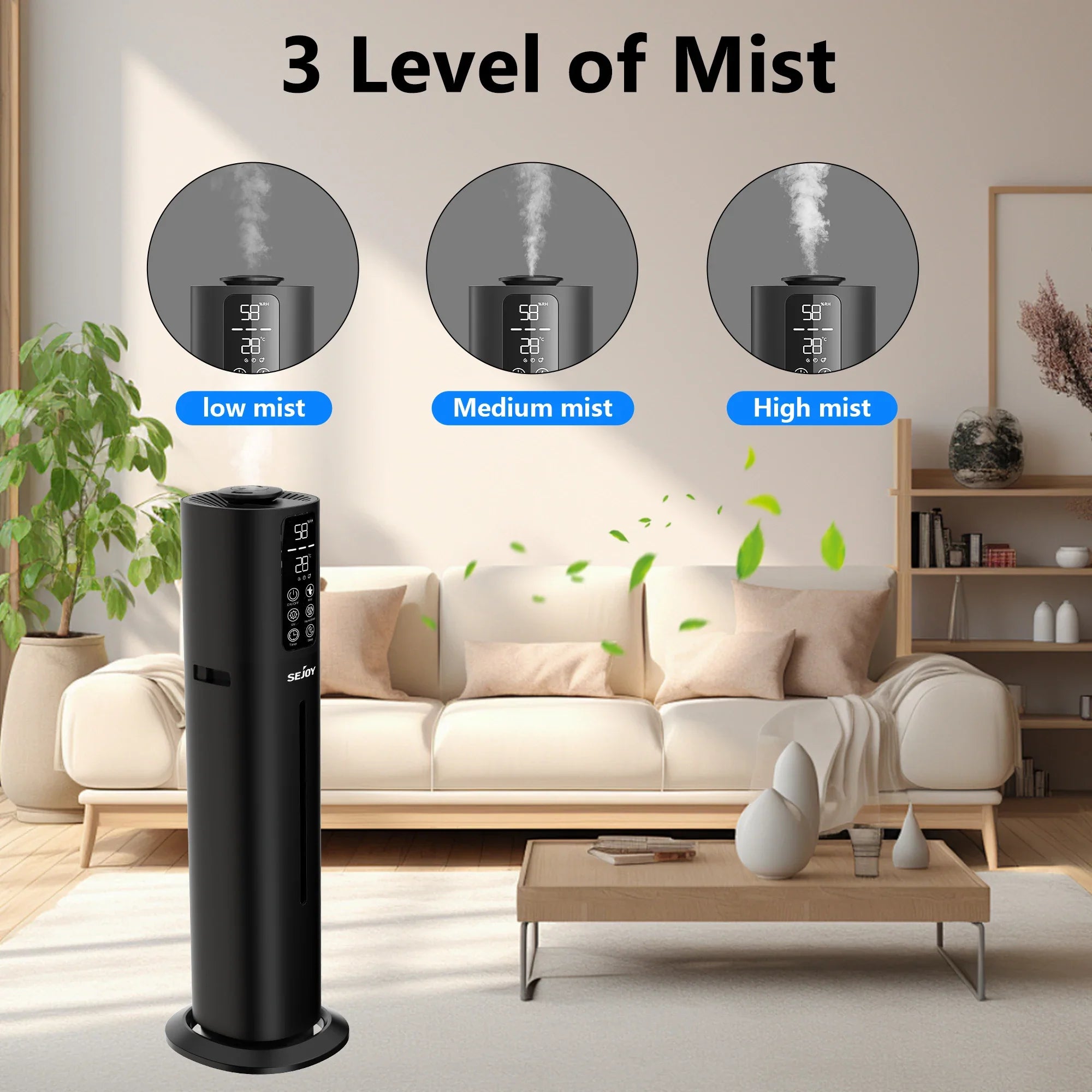 Sejoy Humidifier Large Room for Home 2.1Gal/8L 110v /220v Cool Mist Humidifiers for Bedroom with Essential Oil Diffuser