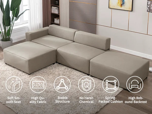 HORGAEO Convertible Sofa Bed, L Shaped Sectional Couch, Modular Sectional Sofa