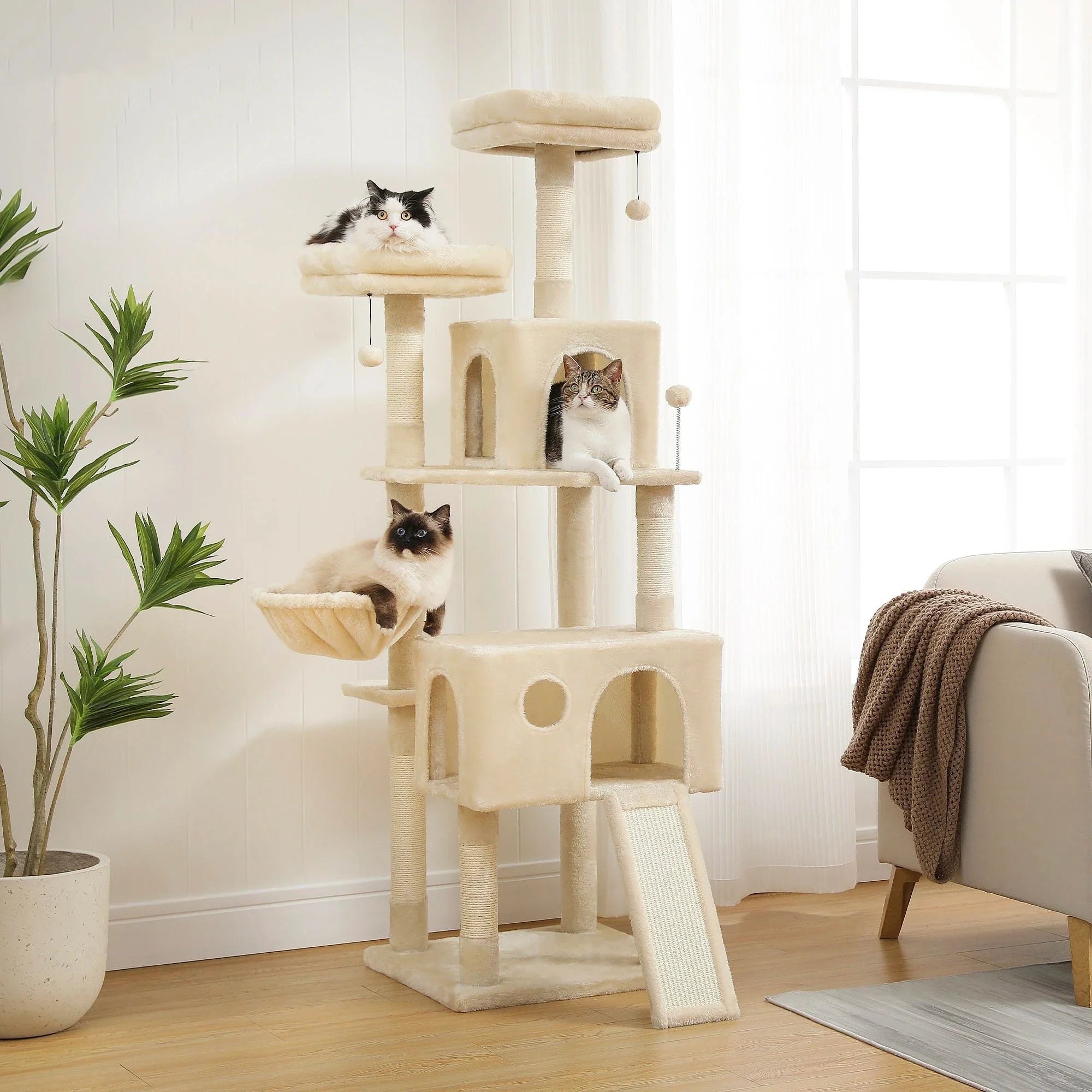 Multi-Level Cat Tree with Condo Scratching Posts Large Cat Tower with Hammock Cat Accessories Kitty Cat Toys Cat Pet Supplies