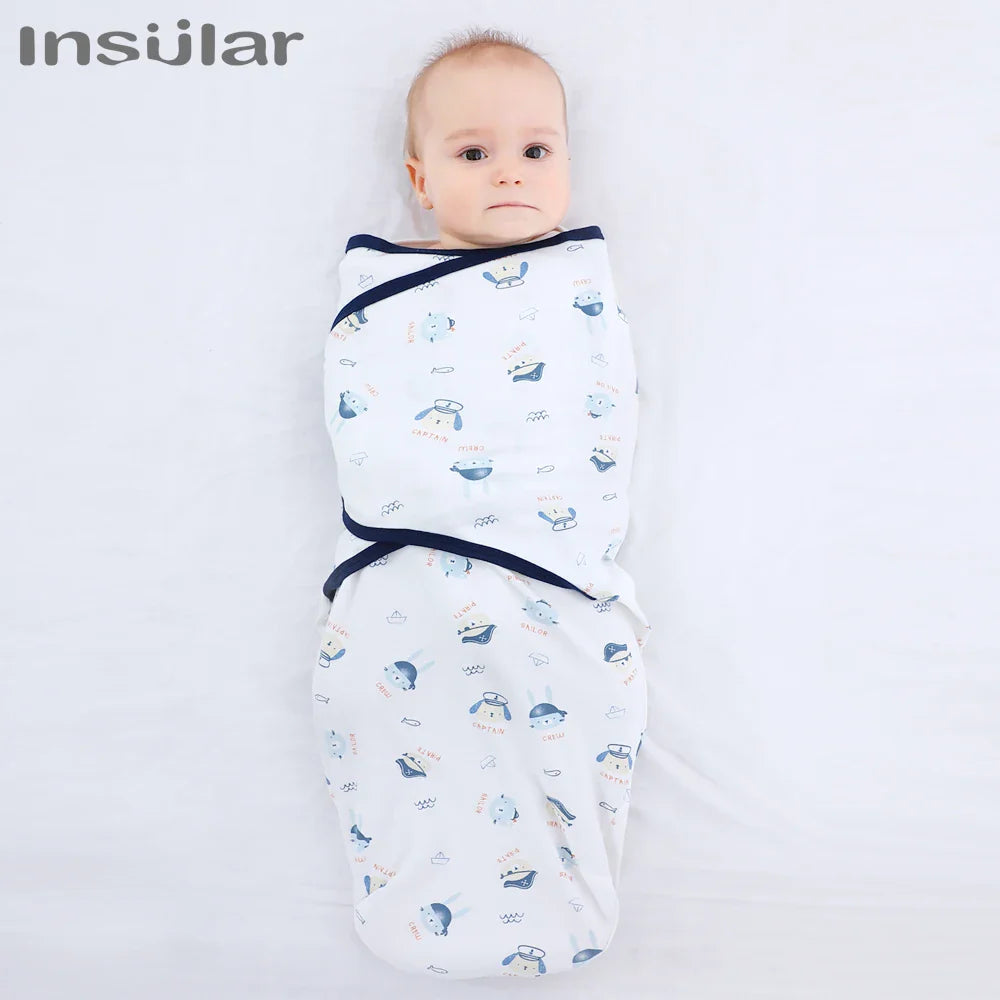 Insular Muslin Baby Swaddle Wrap Swaddle Baby Blanket With Cap Cocoon Cloth Set Newborn Envelope