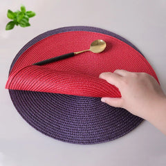 6PCS Round Placemats For Dining Table Coaster Heat-Resistant Placemats Stain Resistant Anti-Skid Washable Cotton Woven Tableware