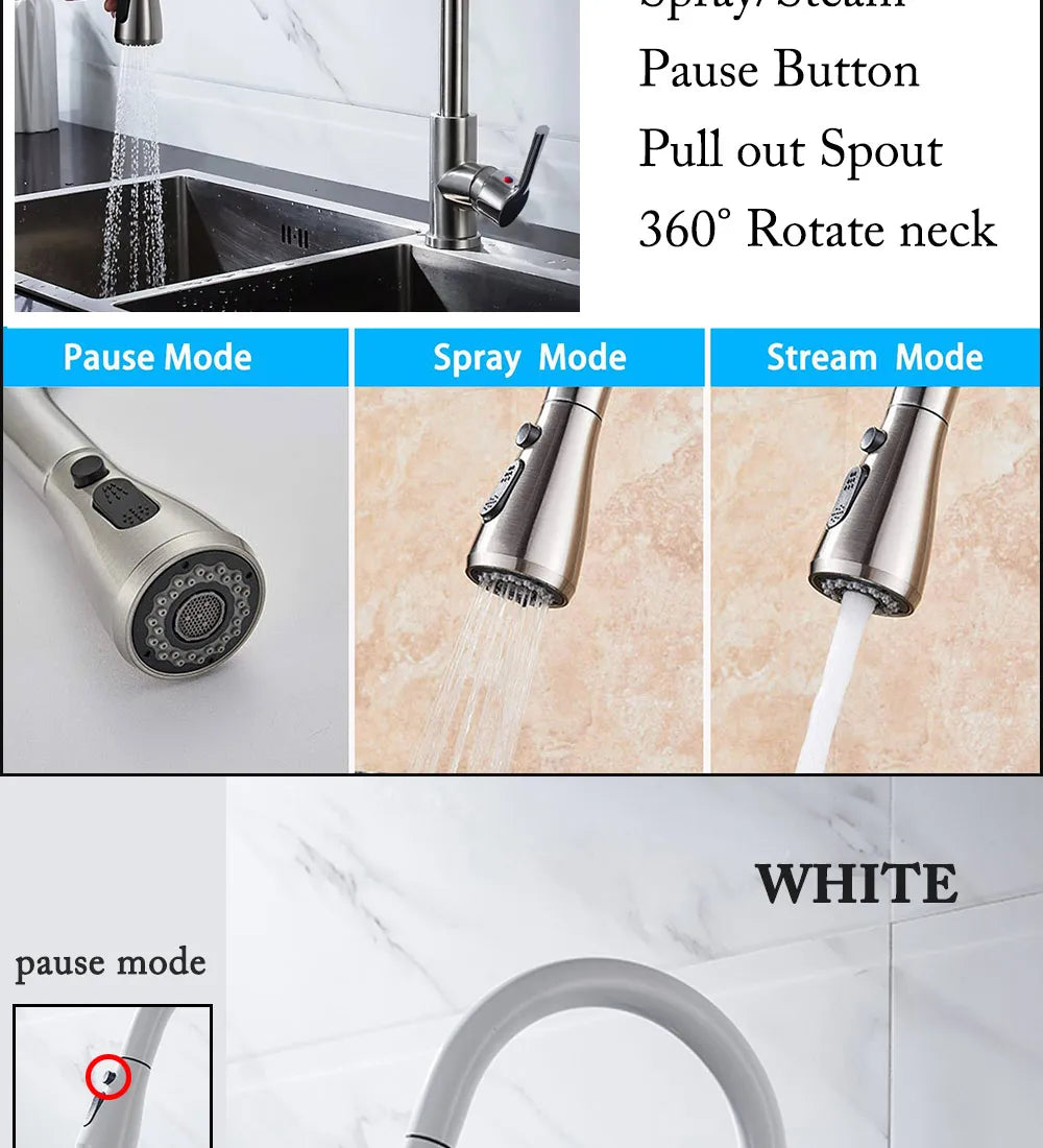 Kitchen Faucet Black Kitchen Tap  Pull Out  Kitchen Sink Mixer Tap Brushed Nickle Stream Sprayer Head Chrome Kitchen Water Tap