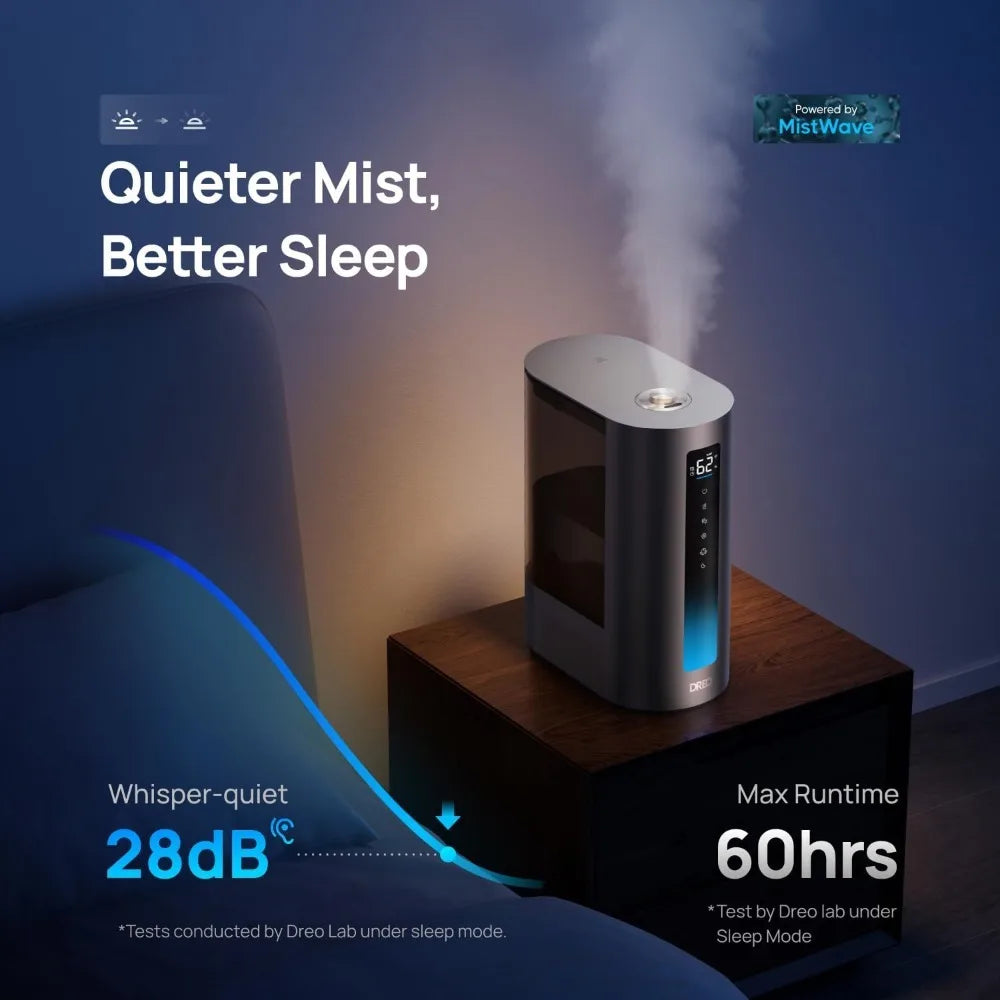 6L Humidifiers for Bedroom, Smart Warm & Cool Mist for Large Room, 60Hr Quiet Runtime Ultrasonic Oil Diffuser