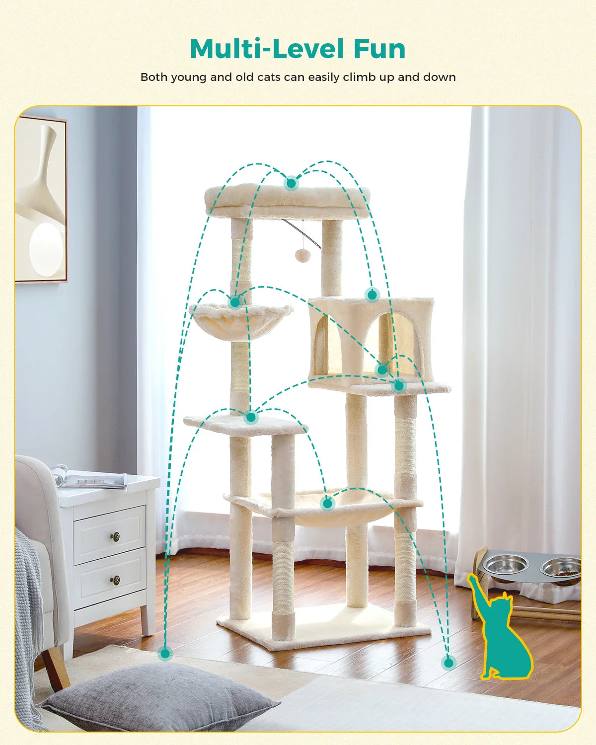 Multi-Level Cat Tree with Condo Scratching Posts Large Cat Tower with Hammock Cat Accessories Kitty Cat Toys Cat Pet Supplies