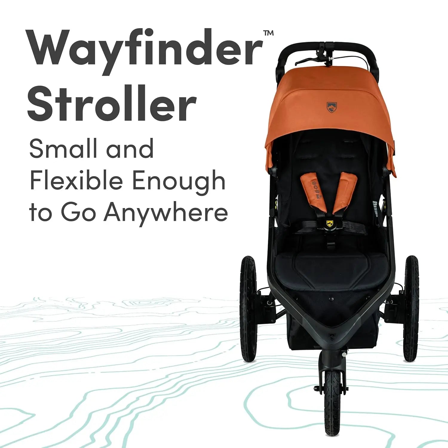 Wayfinder Jogging Stroller with Snack Tray Independent Dual Suspension Air-Filled Tires and 75-Pound Weight Capacity Canyon