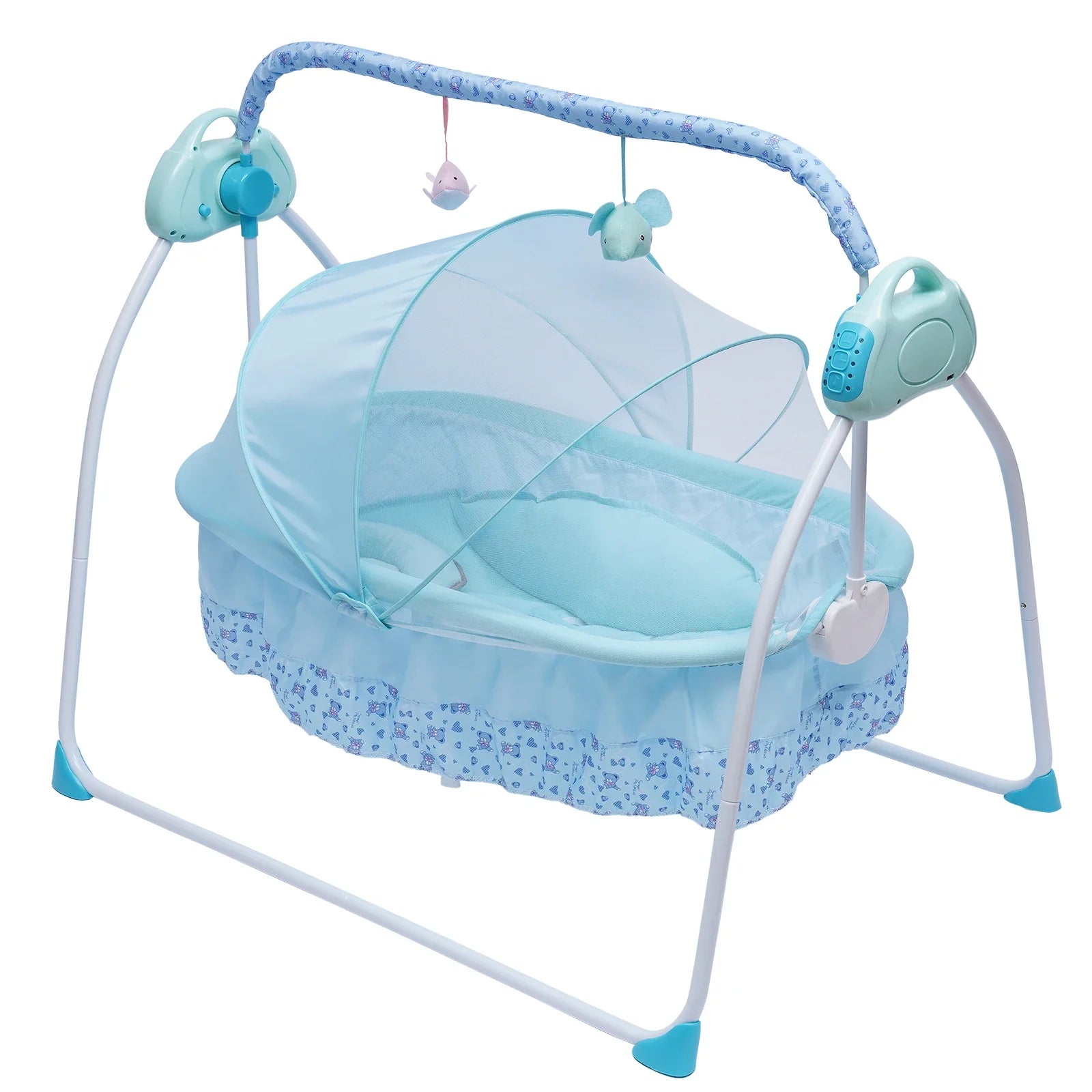 Electric Baby Cradle Auto Swing Rocker Cot Infant Sleeping Bed Swing Crib Kit Timer+Bluetooth Music+Mat+Pillow 5Gears Adjustable