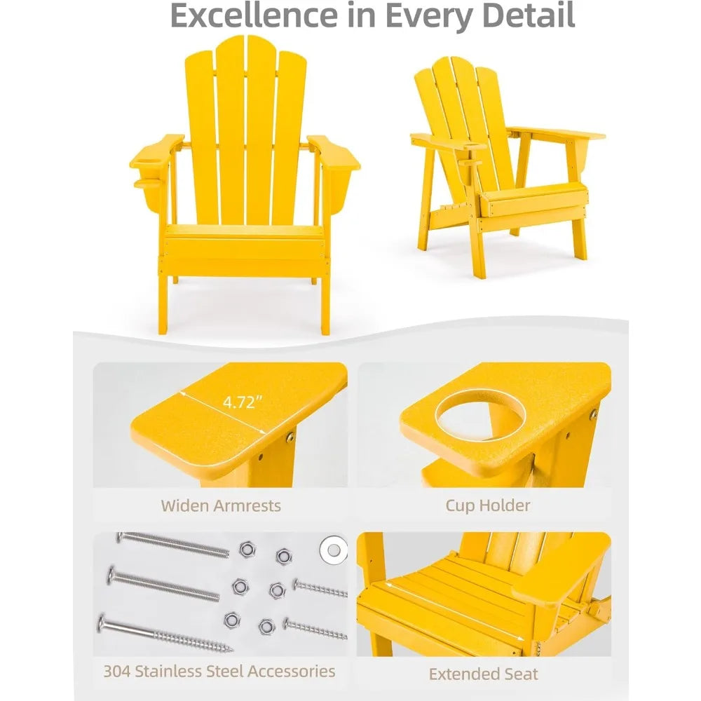 Adirondack Chair Oversized Balcony Porch Patio Outdoor Chair for Lawn, Backyard, Deck, Garden, Camping - Easy Installation