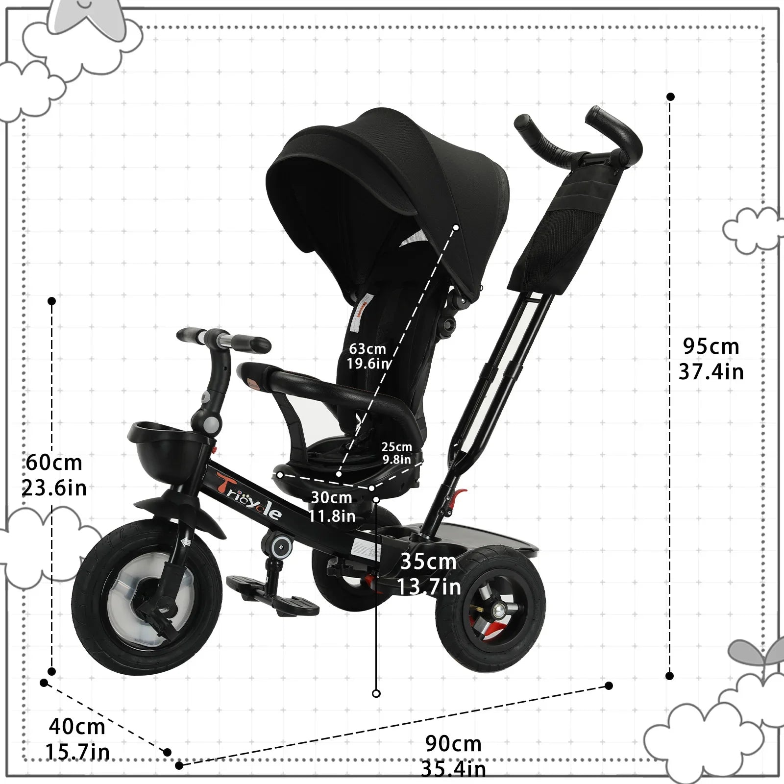 UBRAVOO Baby Stroller Tricycle Bike, 360 Degree Rotation Sitting & Lying,Celerity Disassembly & Assembly,18-60 Months,HLF6018